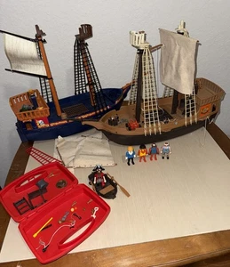 Lot Playmobil Vintage Pirate Sailor Ship Figures Sails Accessories # 3550 5778 - Picture 1 of 24