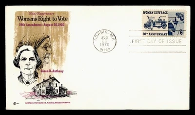 DR WHO 1970 FDC WOMENS SUFFRAGE ANIV CC CACHET M60344 - Image 1 of 2