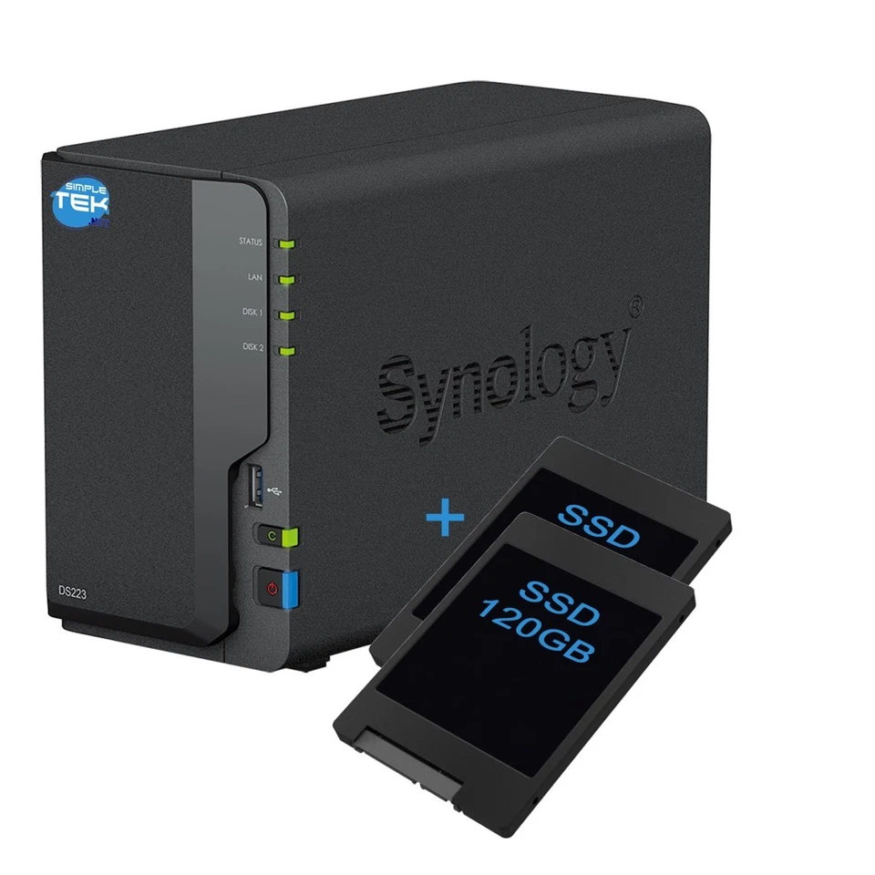 SYNOLOGY DS223 NAS 2-Bay Dual SSD 120GB Preinstalled SATA Ethernet LAN IP - Image 1 of 4