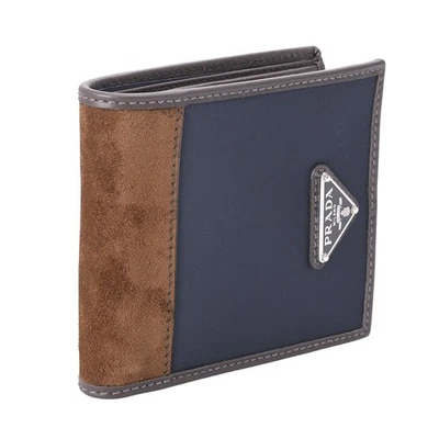 Мужской бумажник PRADA двойного сложения нейлон x кожа 2MO513 384 384 F0C1B темно-синий - Изображение 1 из 4