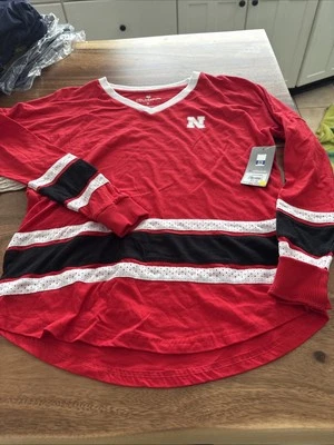 WOMENS COLOSSEUM NEBRASKA CORNHUSKERS NCAA LONG SLEEVE SHIRT S SMALL RED NWT - Image 1 of 4