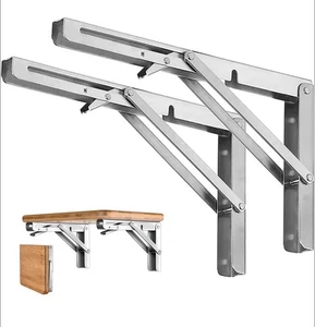 Folding Shelf Brackets 16 Inch Heavy Duty Stainless Steel Max Load: 550lb 2PCS - Picture 1 of 9