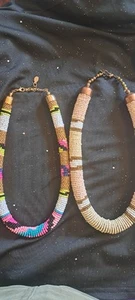 Paar Perlen Latz Stil Halsketten gedeckt und bunt Accessoize gut... - Bild 1 von 9