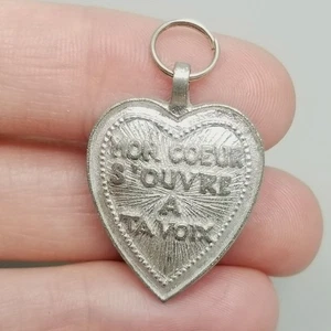 Vintage French Heart Pendant Charm Mon Coeur Souvre A Ta Voix - Picture 1 of 7