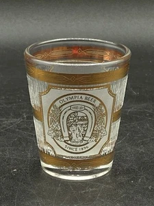 Durchbruch Schnapsglas Olympia Bier 22K Gold MCM Mid Century Modern �� - Bild 1 von 8