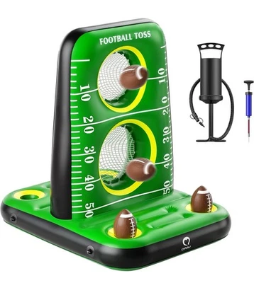 QPAU Inflatable Water Football Toss Game for Pool Target 4 Balls/2 Pumps Stable - Image 1 of 4
