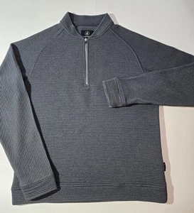 Suéter de Golf Swannies Para Hombres M Gris Oscuro 1/4 Cremallera Pullover Sudadera Acanalada Preppy - Imagen 1 de 11