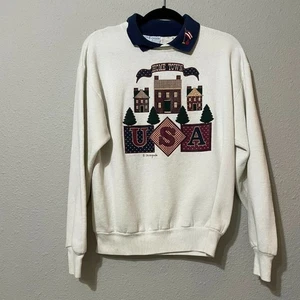Suéter Pullover Mujer Pequeño Vintage Años 80 PS Hometown EE. UU. Blanco Manga Larga - Imagen 1 de 7