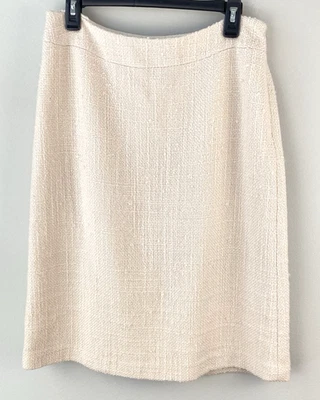 Banana Republic Women’s Skirt Tweed Cream 100% Wool Lined Light Academia Size 10 - Image 1 of 4