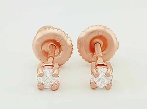 LAB CREATED 0.30 Ct WHITE SAPPHIRE STUD EARRINGS .925 SILVER (Rose tone) - NWT - Picture 1 of 5