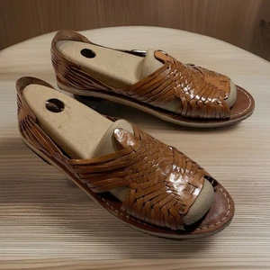 Artesanias D Carol handgefertigte mexikanische braune Leder-Huarache-Sandalen Damen 9 - Bild 1 von 12
