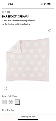 Manta Receptora Corazones Barefoot Dreams, ROSA/BLANCA. Estrellas 30”x 30” $59 Nuevo Foto 1 de 4