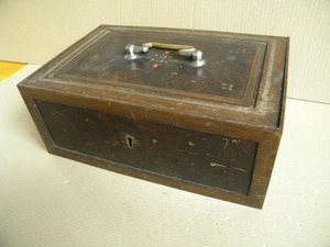 ca.1900 ant. KASSE GELDKASSE KASSA 31x21cm Geldkassette Eisenkasse Originalfarbe - Bild 1 von 1