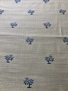 2.25 Yards Beacon Hill Brocade Embroidered Floral Indigo on Linen Fabric - Picture 1 of 2