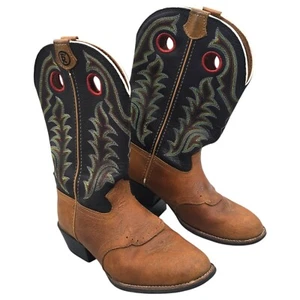 Tony Lama Crazy Horse 5D Western Boots Leather Brown 10” Rodeo Cowboy Kids - Picture 1 of 21