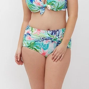 Cacique for Lane Bryant Island Tropics 26 Side Tie Swim Brief Swimsuit Bottom - Picture 1 of 4