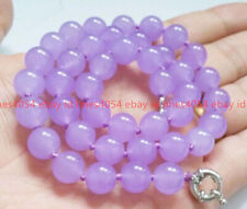 Fashion 8/10/12mm Lavender Jade Gemstone Round Beads Necklace 18''
