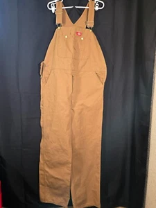 GENUINE DICKIES BIB OVERALLS Rinsed Brown Duck Color 38x32 NWOT Work Overall - Picture 1 of 12
