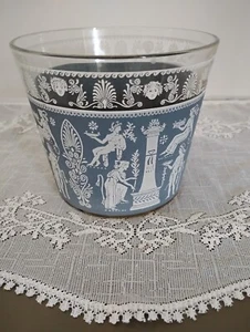 JEANNETTE GLASS Wedgwood Blue Hellenic Greek Roman Ice Bucket - Picture 1 of 9