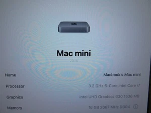 APPLE MAC MINI 2018 SPACE GRAY I7 3.2GHZ 16GB 256GB FLASH + WARRANTY - Afbeelding 1 van 10
