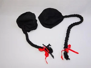 2 Teile Vintage Kinder chinesischer asiatischer Kaiser geflochtene Mütze Halloween Kostüm 60er Jahre - Bild 1 von 6