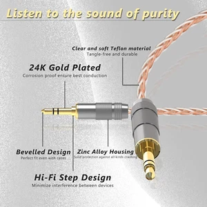 Cavo AUX/headphone stereo audiofilo da 3,5 maschio a 3,5 mm 7N OCC 16 core 1,5 metri - Foto 1 di 6