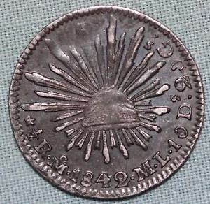 Messico Argento 1/2 Reale 1842 Mo M.L. ~ Data chiave ~ Alta qualità con sovraperforazioni - Foto 1 di 2