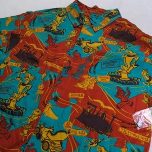 Disney Mr Toads Wild Ride Kevin & Jody Vintage Graphic Short Sleeve Button Up... - Picture 1 of 11
