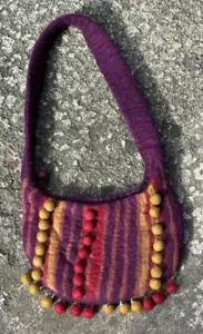 Bolso hippie vintage hecho a mano de fieltro de lana boho festival - Imagen 1 de 5
