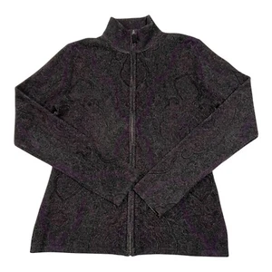Lauren Ralph Lauren 100% Lammwolle Lila Paisley Full Zip Strickjacke Damen Gr. S - Bild 1 von 14