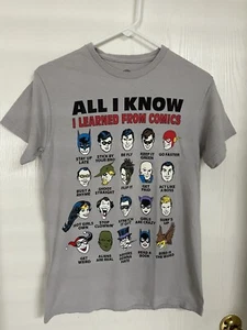 All I Know I Learned From Comics DC Comic grau T-Shirt Herren Gr. S Batman Super - Bild 1 von 4