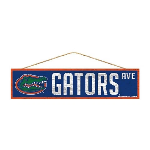 Florida Gators 4"x17" Wood Sign Avenue Design [NEW] NCAA Street Banner Wall Cover