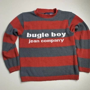 Vintage 80s 90s BUGLE BOY JEAN COMPANY Knit sweater Sz 7 Striped - Picture 1 of 6