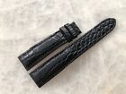18mm/16mm Genuine Real Black Alligator Crocodile Leather Grain Watch Strap Band