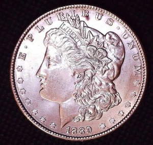 1889-P Morgan Silver Dollar Uncirculated Lustrous Philadelphia Mint $1 #A128 - Picture 1 of 2