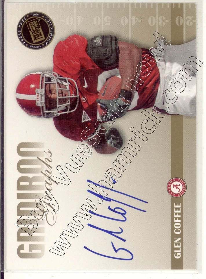 glen coffee rookie rc draft auto autograph alabama crimson tide college 2009 - Image 1 of 1