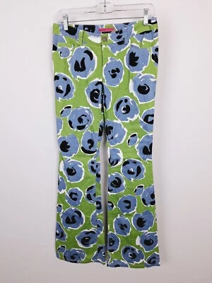 Alice + Olivia Pants 6 Green Blue Floral Flare Womens - Image 1 of 4