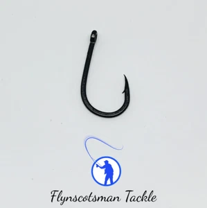 WIDE GAPE CARP HOOKS TEFLON COATED MATT BLACK BOILIE & CURVED BARBED & BARBLESS - Picture 1 of 8