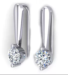 2.14Ct Vvs-1+.Ice White Real Moissanite Diamond Dangle Silver Earrings - Picture 1 of 3