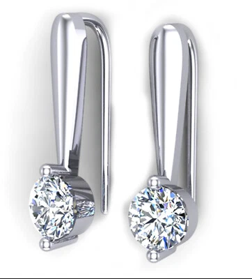 2.14Ct Vvs1+:Ice White Real Moissanite Diamond Dangle Silver Earrings - Image 1 of 4