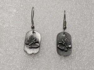 Vintage Pewter Butterfly Earrings - Picture 1 of 2
