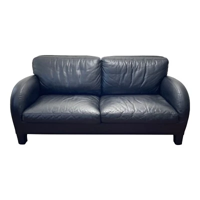 Sofá de cuero negro de dos asientos B&B Italia Antonio Citterio para Cina Foto 1 de 4