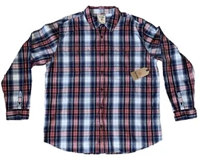 NWT Ruff Hewn Cotton Blue Black Red White Plaid Button Up Casual Shirt - Size XL - Picture 1 of 6