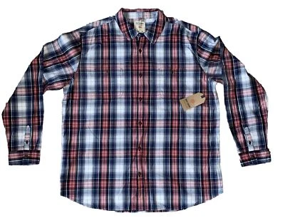 Camisa informal abotonada a cuadros azul negro rojo blanco algodón tallado con volantes nueva con etiquetas - talla XL Foto 1 de 4