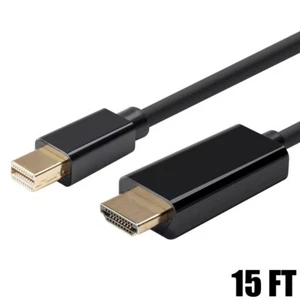 15FT Mini DisplayPort Male to HDMI Male Adapter Cable MacBook Mac Monitor 1080p - Picture 1 of 6