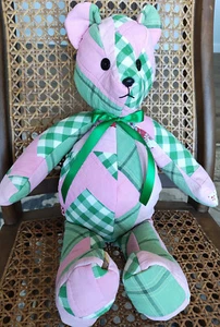 Handmade Teddy Bear Upcycled from Vintage Pieced Quilt 20 inches - Picture 1 of 5