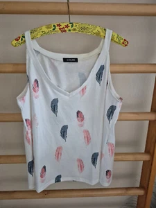 Sommerbluse Gr. L weiß mit bunten Federn von Chicme - Bild 1 von 1
