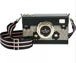 kate spade- Oh Snap- Camera Crossbody Bag- Herringbone Black Multi- NWT- $429 - Picture 1 of 17