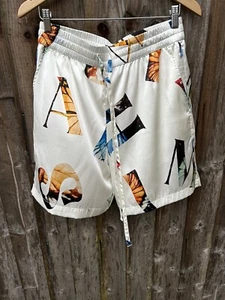 Nahmias Alphabet Schmetterling Seidenshorts weiß Medium brandneu UVP £495 Designer - Bild 1 von 10