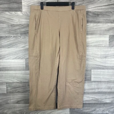 Pantalones para mujer Jill L marrón tostado estilo cargo pierna ancha cintura elástica look por capas Foto 1 de 4